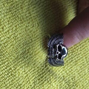 Silver Skull Biker Ring Size9